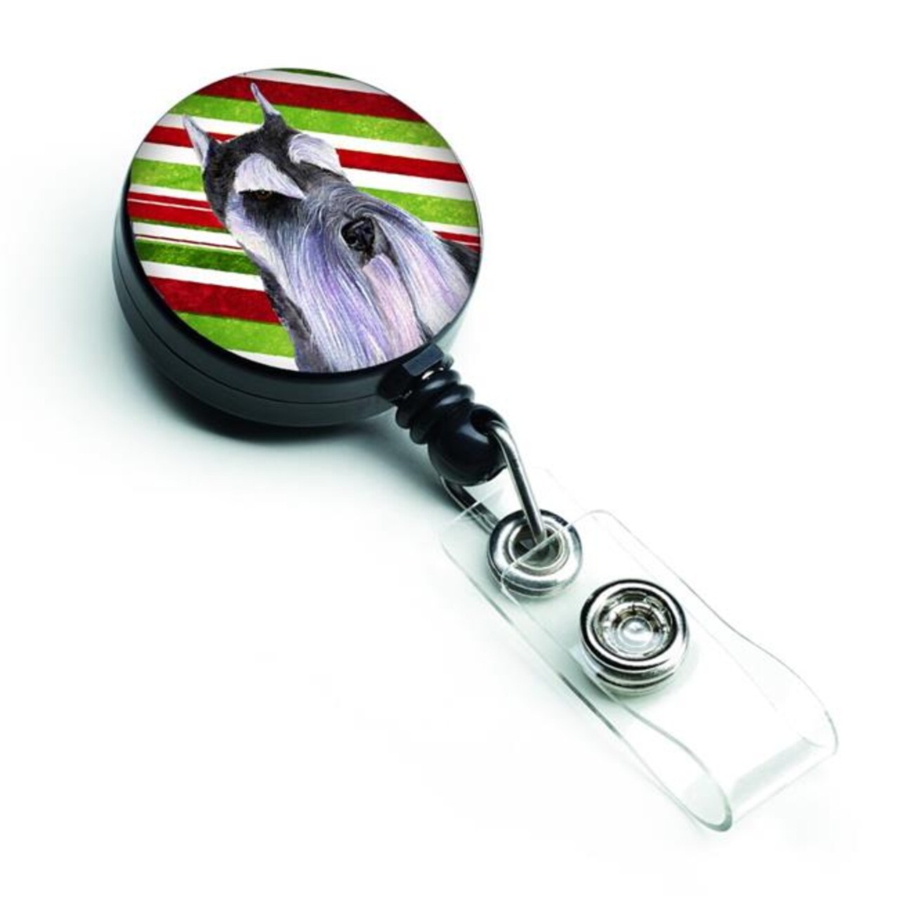 Carolines Treasures SS4546BR Schnauzer Candy Cane Holiday Christmas Retractable Badge Reel